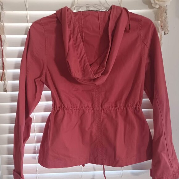 Prince & Fox Women’s M Coral Pink Utility Anorak Jacket Hooded Cotton Zip - Picture 8 of 9
